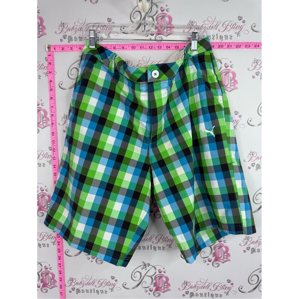 Puma shorts plaid Green, Blue & Black Plaid Men's Shorts